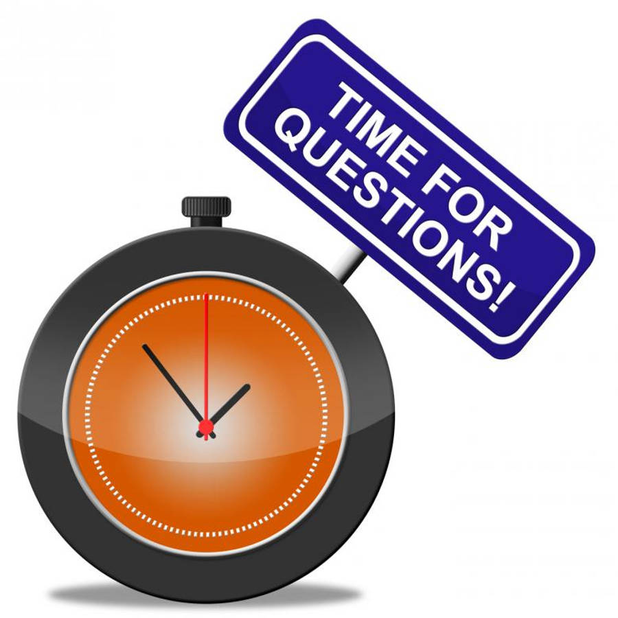 A Clock And A Banner For Questions Wallpaper
