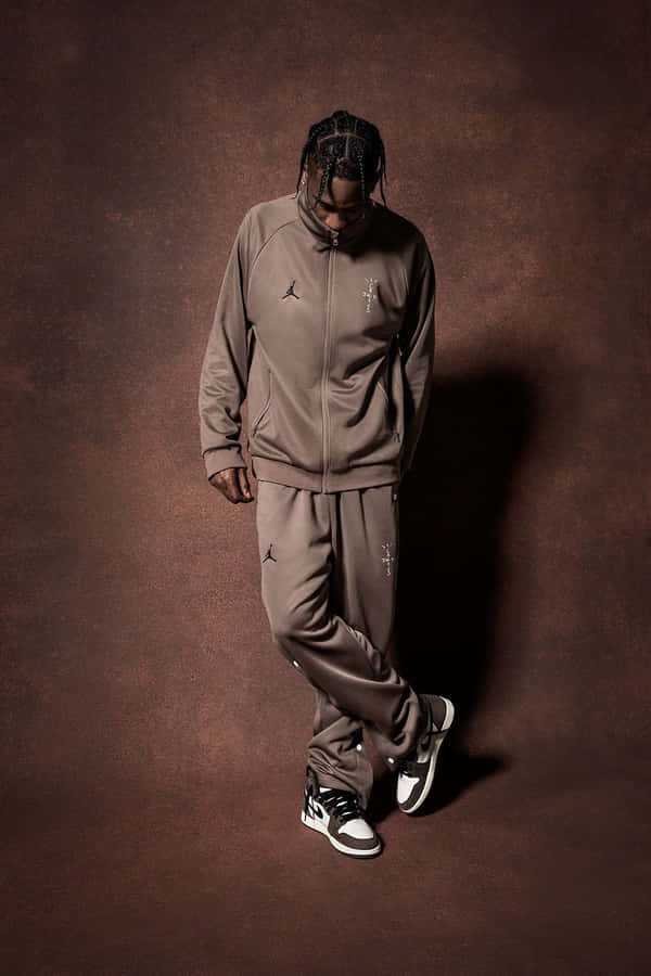 A Close-up Of A Stylish Travis Scott Jordan 1 Sneaker Wallpaper