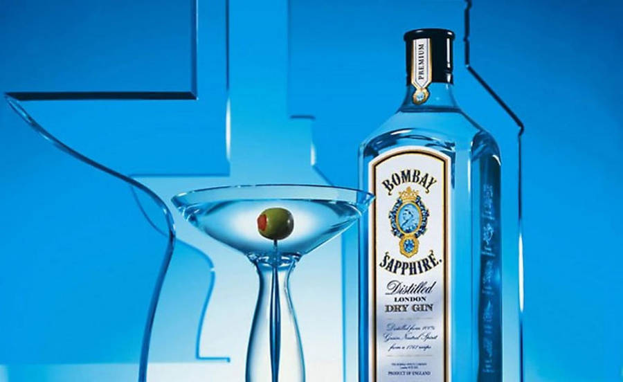 A Close-up Shot Of Bombay Sapphire Gin Bottle Wallpaper