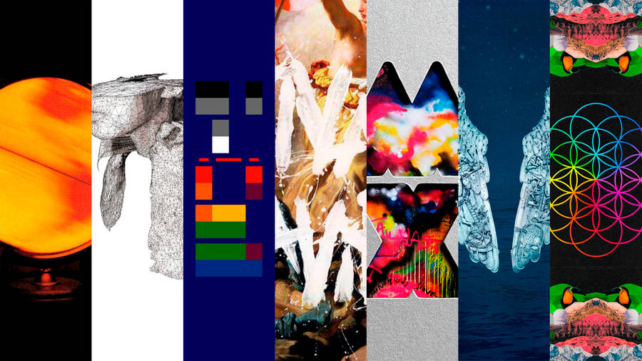 A Collage Of Coldplay's Album Covers Wallpaper