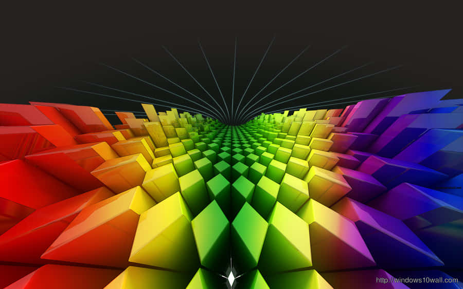 A Colorful Abstract Image Of A Rainbow Colored Cube Wallpaper