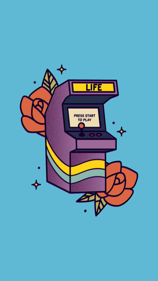 A Colorful Arcade Machine With Roses On It Wallpaper