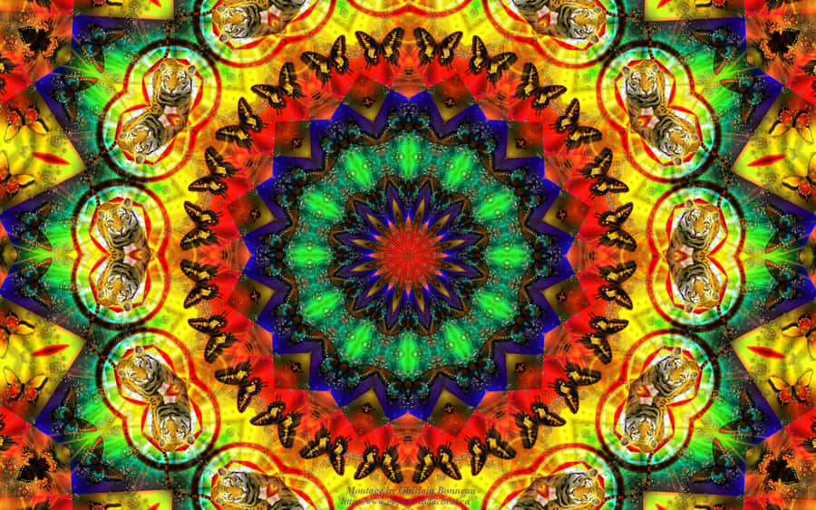 A Colorful Psychedelic Design With A Circular Pattern Wallpaper