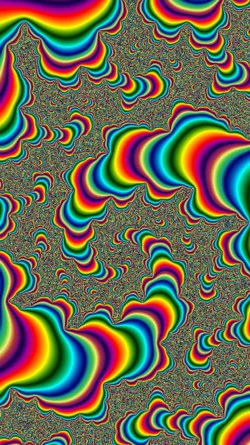 A Colorful Psychedelic Image With Rainbow Waves Wallpaper