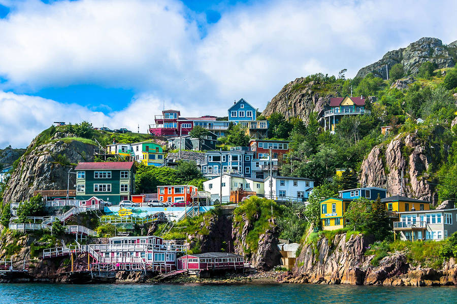 A Community In Newfoundland's Cliffs Wallpaper