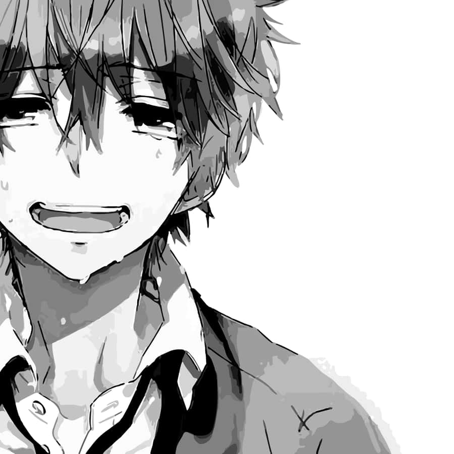 A Creepy Anime Boy With Pale Skin And A Face Full Of Terror. Wallpaper