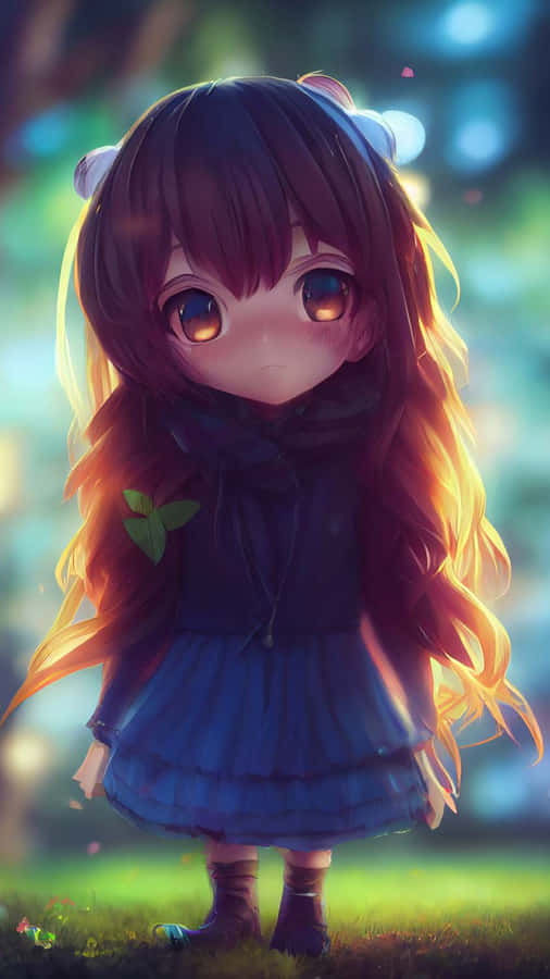 A Cute Baby Anime Character Feeling Happy Wallpaper