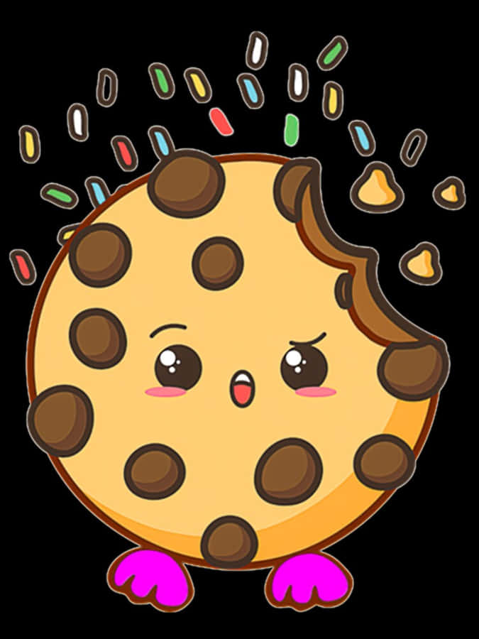 A Cute Cookie With Sprinkles Falling Around It Wallpaper