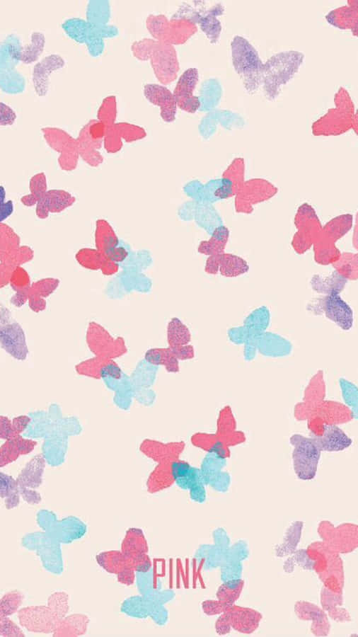 A Cute Pink Iphone Protected With A Stylish Butterfly Case, Perfect For The Girly Girl! Wallpaper