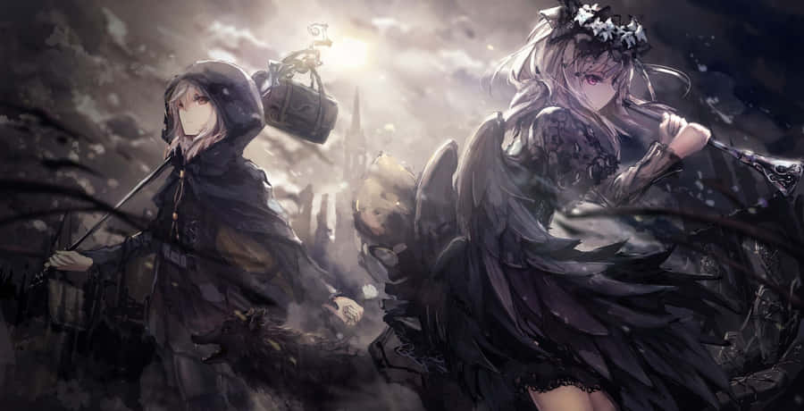 A Dark Anime Girl Surrounded By A Mysterious Aura Wallpaper
