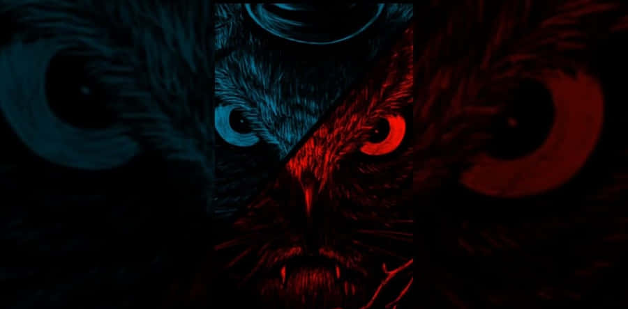 A Dark Blue And Red Owl With A Red Eye Wallpaper
