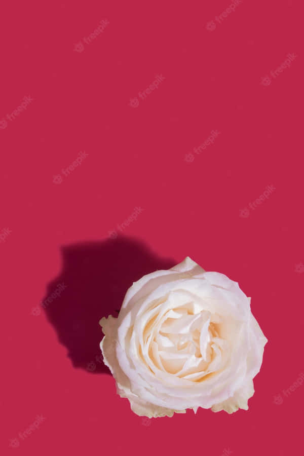 A Delicate Pink Rose Presides Over A Lush Garden. Wallpaper