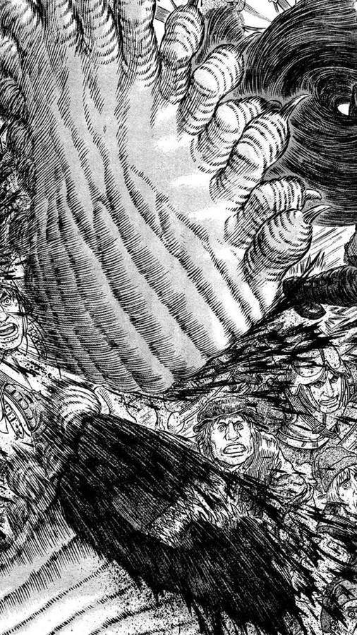 A Detailed Manga Scene On An Iphone Wallpaper