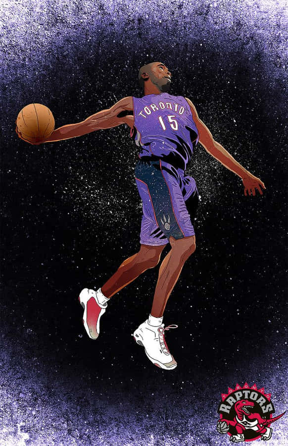 A Drawing Of A Basketball Player In Purple Wallpaper