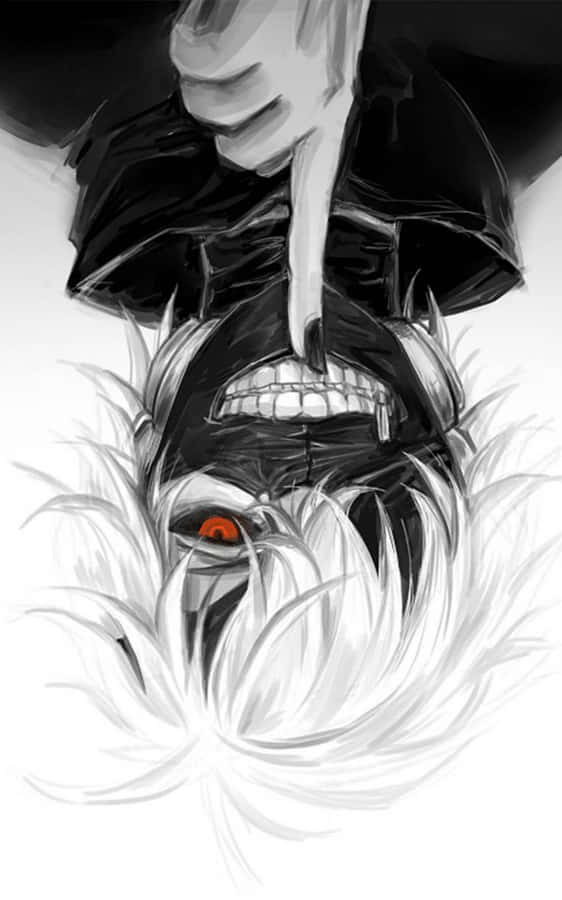 A Drawing Of A Character With A White Head And Red Eyes Wallpaper
