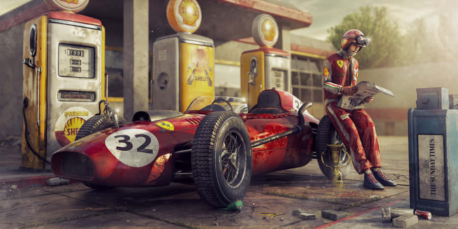 A Ferrari Racing Through Curves Wallpaper
