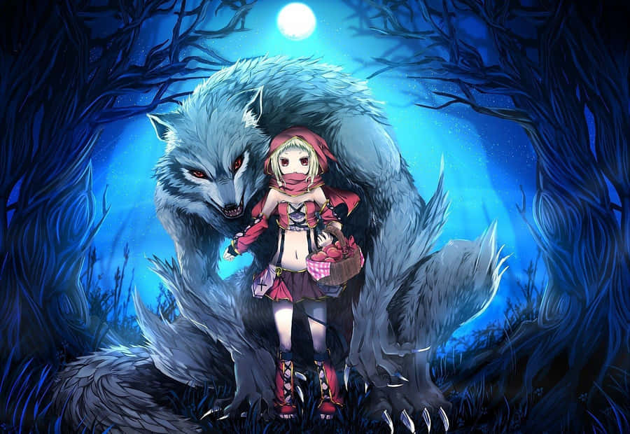 A Fierce, Cool Anime Wolf Stands In Shadows Wallpaper