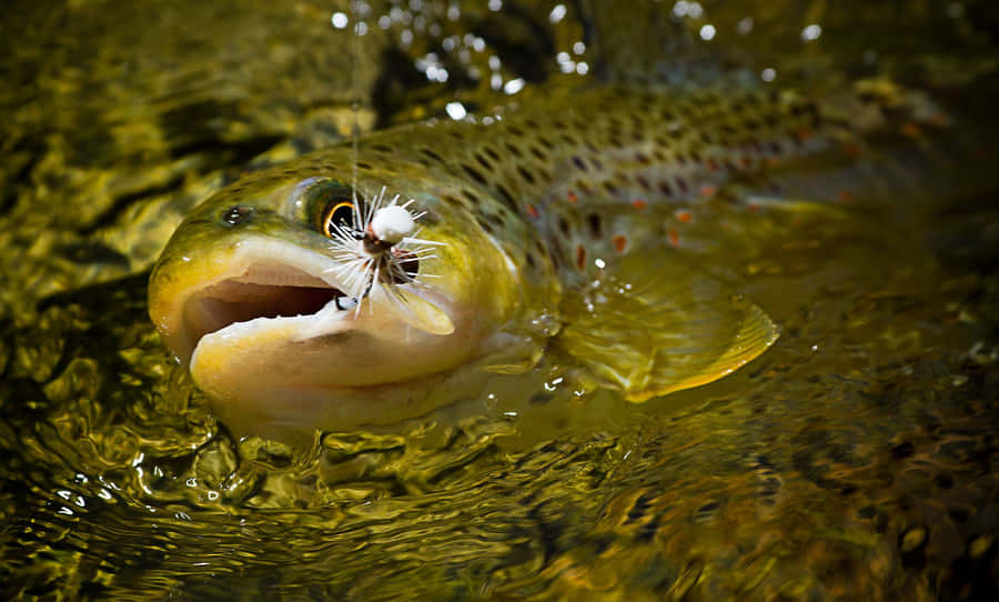 A Fisher Enjoys The Quiet Of The Calm Lake While Fly-fishing Wallpaper