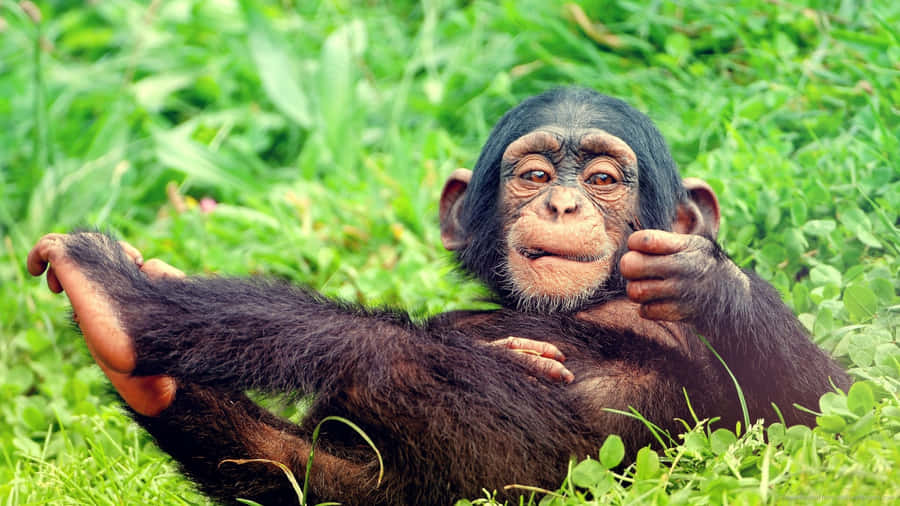 A Friendly Baby Gorilla Waves A Happy Hello Wallpaper