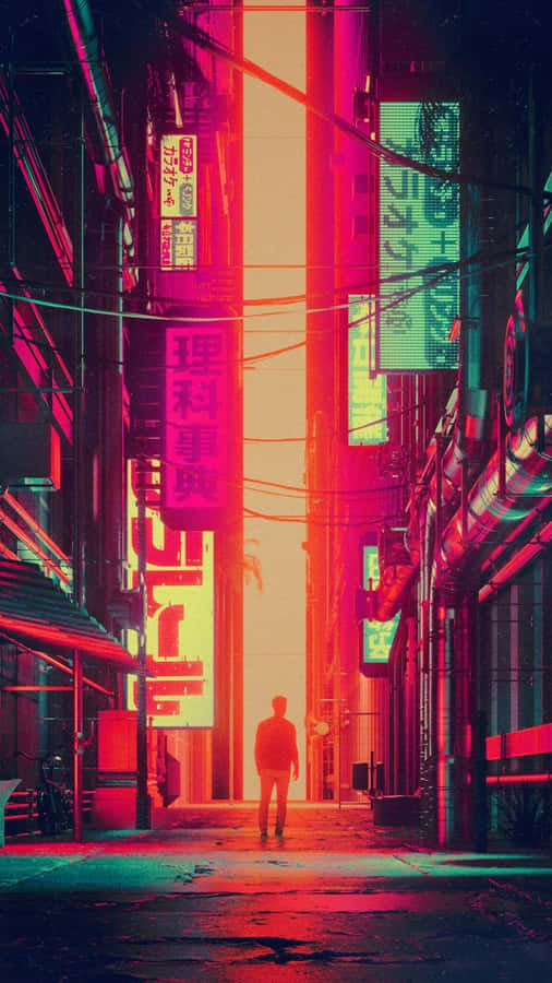 A Futuristic Tokyo Skyline Combines Both Neon-glowing High-rises And Traditional Architecture Wallpaper