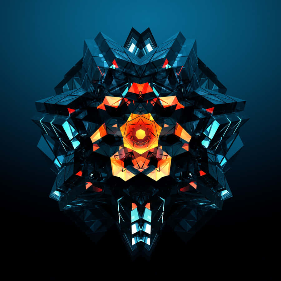 A Geometric Design With Orange And Blue Lights Wallpaper