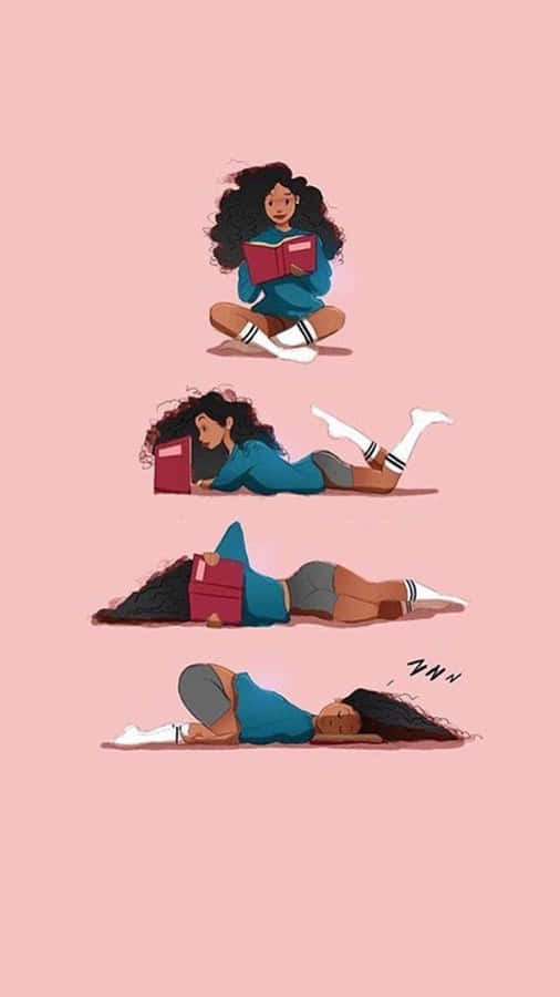 A Girl Is Laying Down In Different Positions Wallpaper