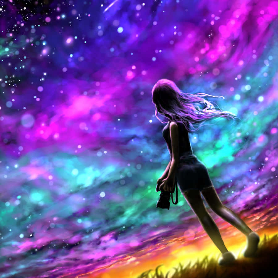 A Girl Using An Ipad With A Thoughtful Expression. Wallpaper