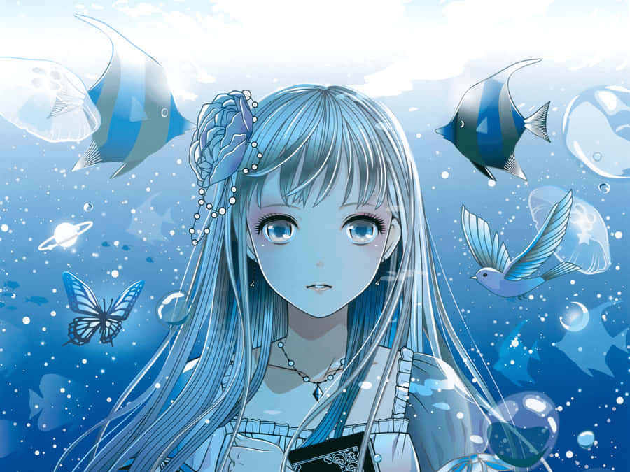 A Girl With Long Hair And Blue Eyes Wallpaper