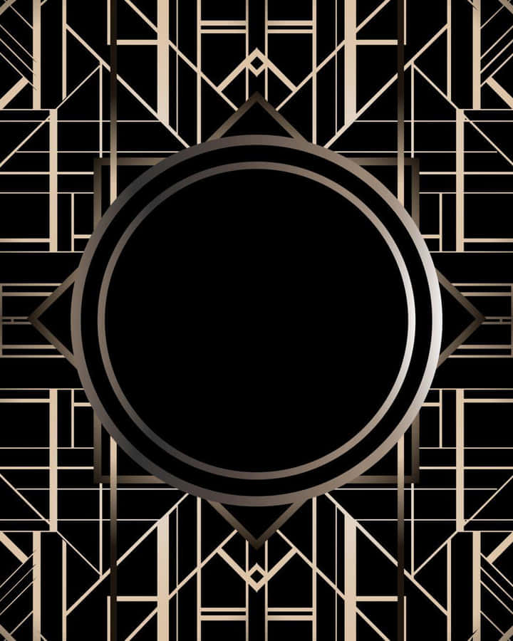 A Gold And Black Deco Frame With A Circular Frame Wallpaper