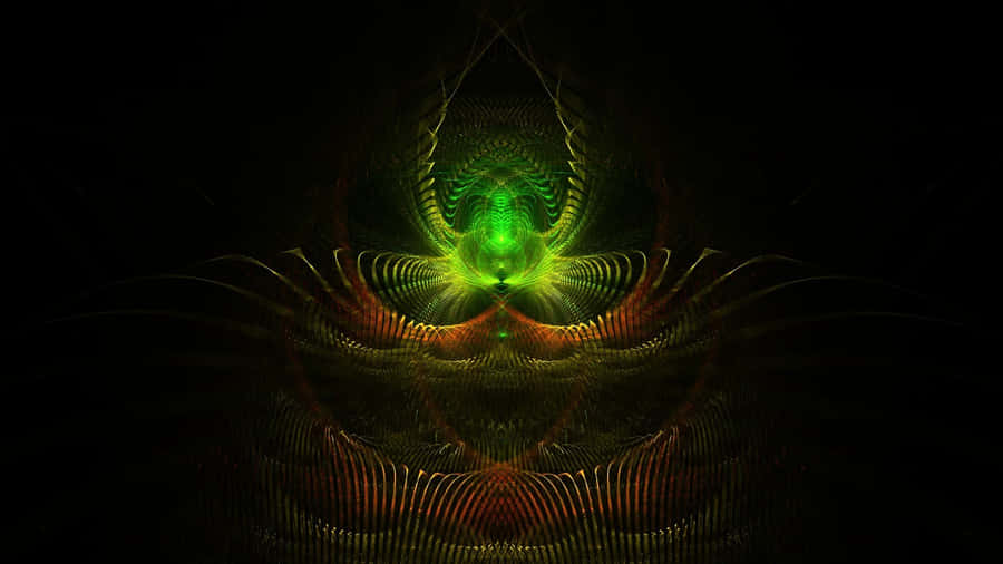 A Green And Yellow Fractal Art Design Wallpaper