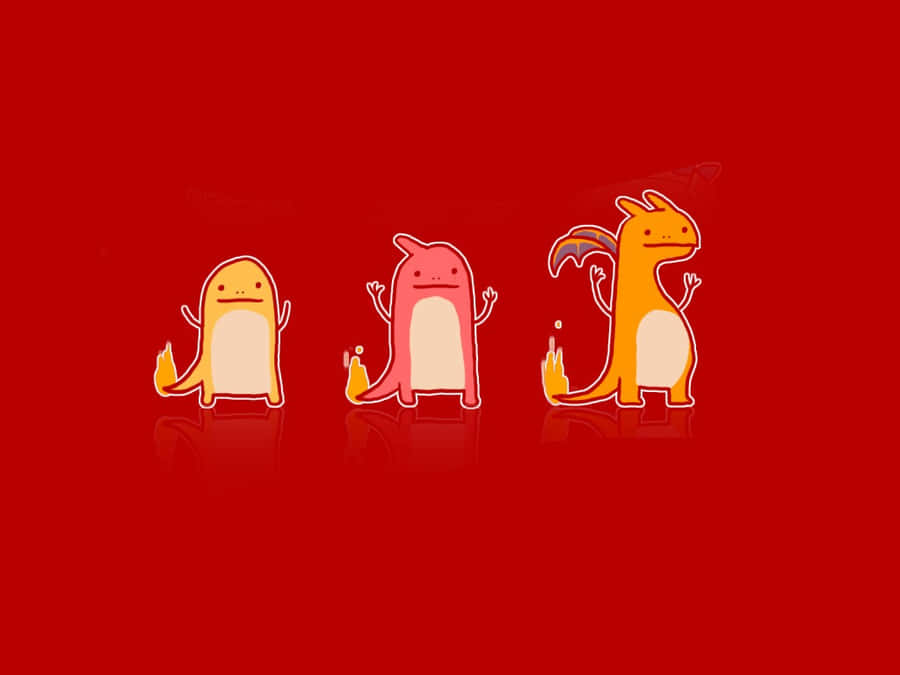 A Group Of Cartoon Animals Standing On A Red Background Wallpaper