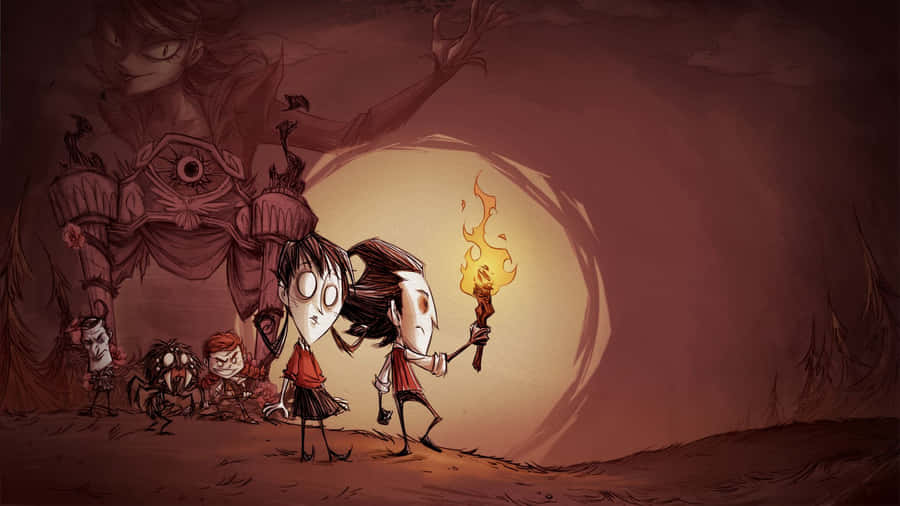 A Group Of People Walking Through A Dark Tunnel Wallpaper