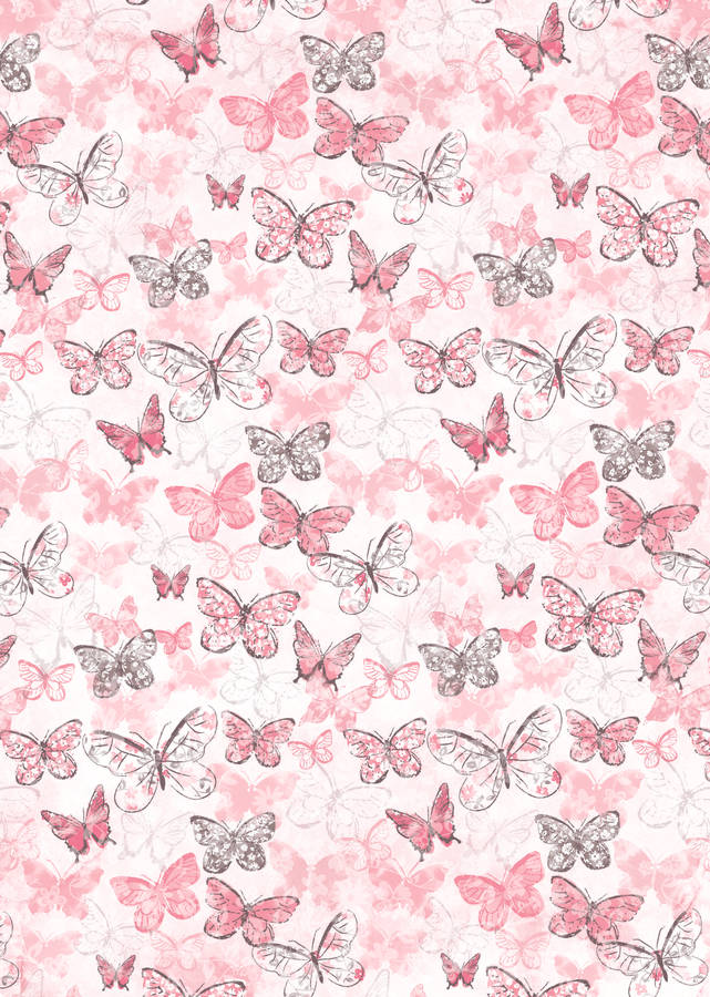 A Kaleidoscope Of Gray And Cute Pink Butterfly Wallpaper