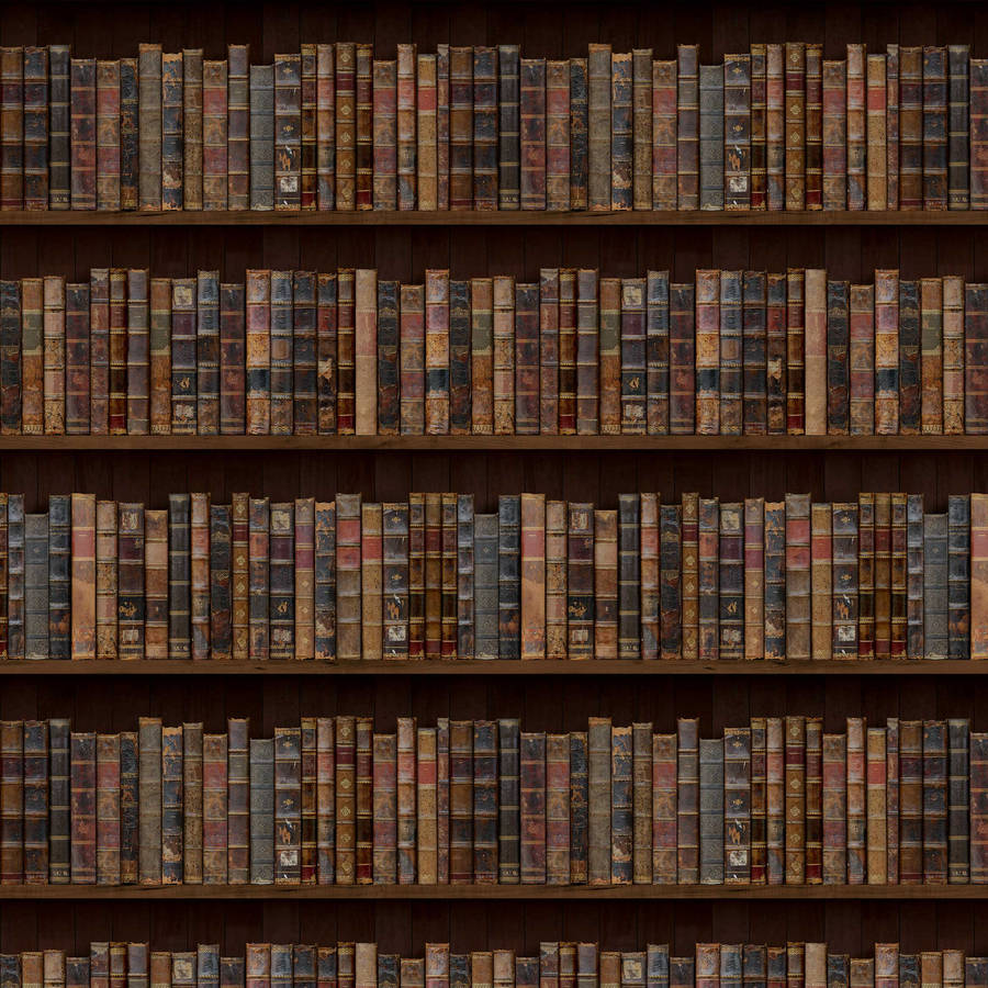 A Library With Many Books On Shelves Wallpaper