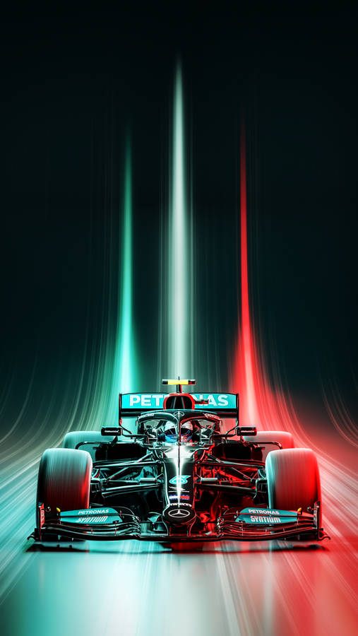 A Mercedes F1 Car Driving Through A Dark Tunnel Wallpaper