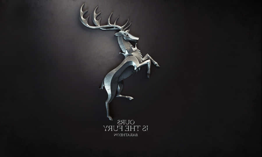 A Metal Deer With Horns On It Is On A Black Background Wallpaper
