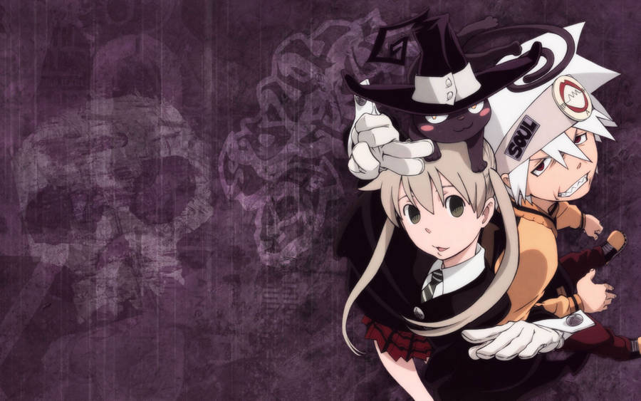 A Moment Of Synergy Between Soul Eater Evans And Maka Albarn Wallpaper