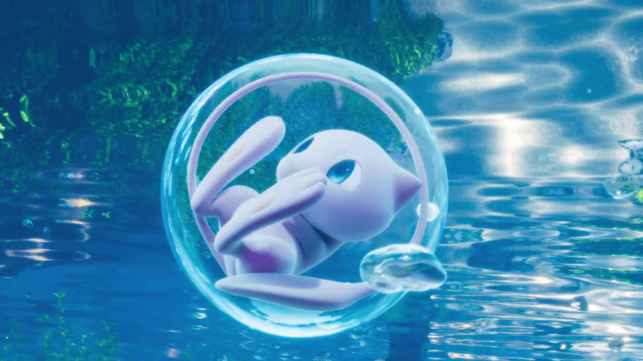 A Mystic Mew Being Trapped In A Water Bubble Wallpaper