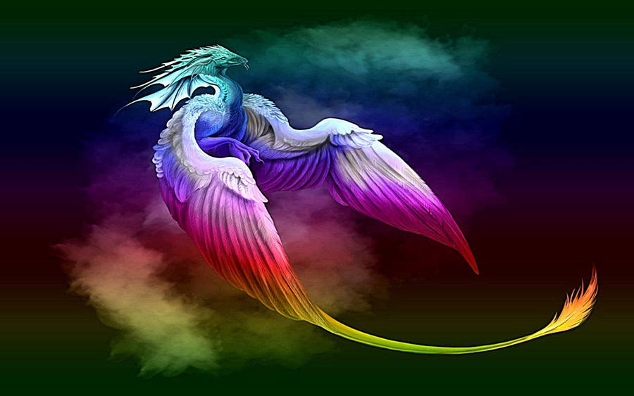 A Mystical, Colorful Dragon Wallpaper