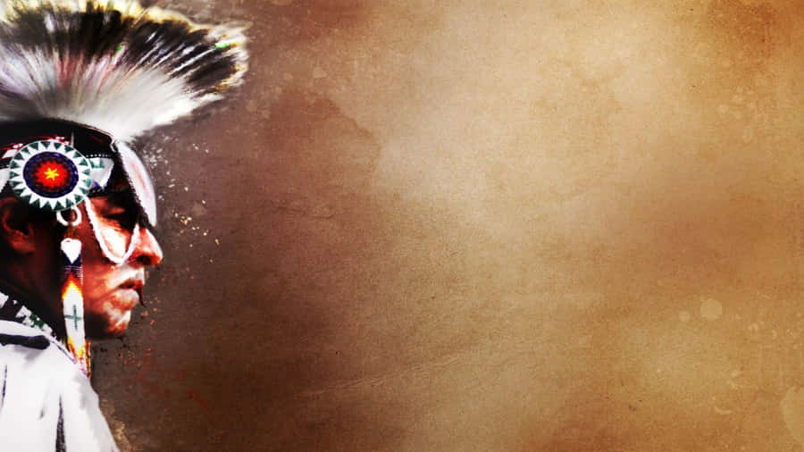 A Native American Man In A Feathered Headdress Wallpaper