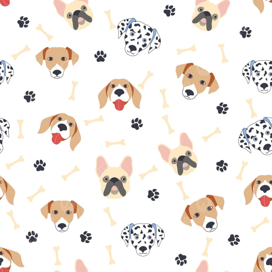 A Pattern Of Dogs With Bones And Bones Wallpaper