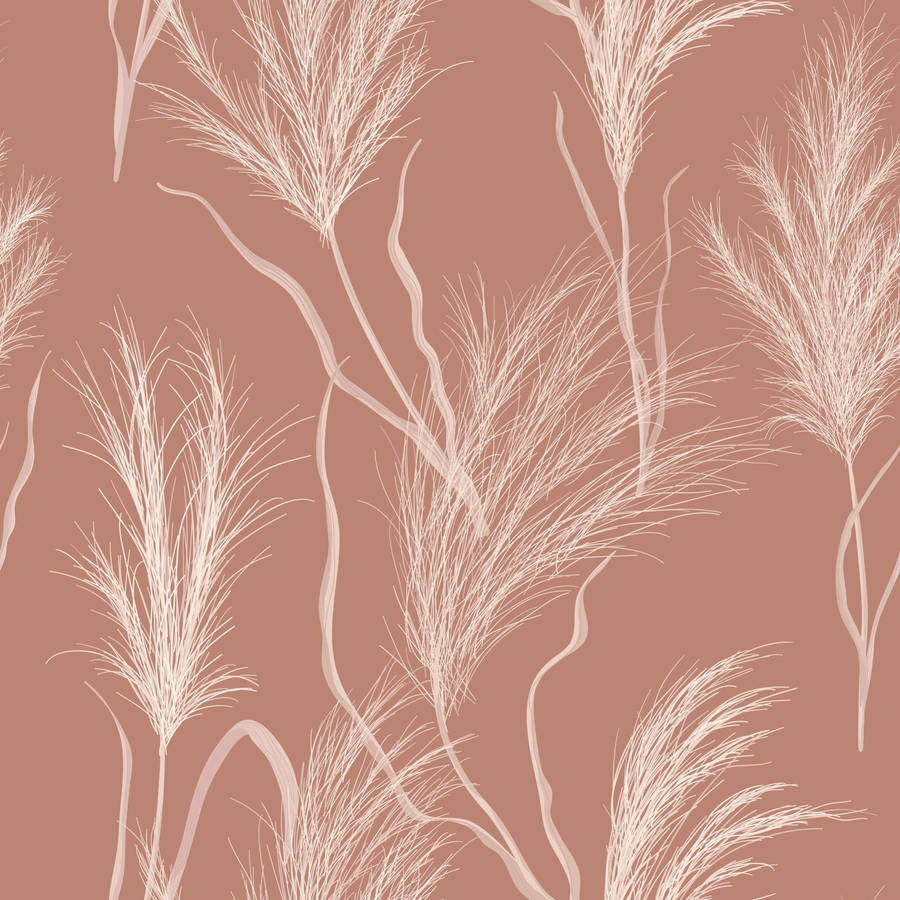 A Pattern Of Grasses On A Pink Background Wallpaper