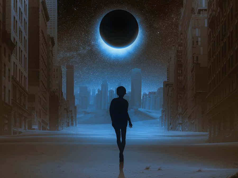 A Person Walking In The City Wallpaper