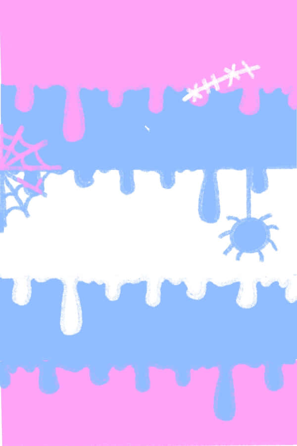 A Pink And Blue Background With A Spider And Spider Web Wallpaper