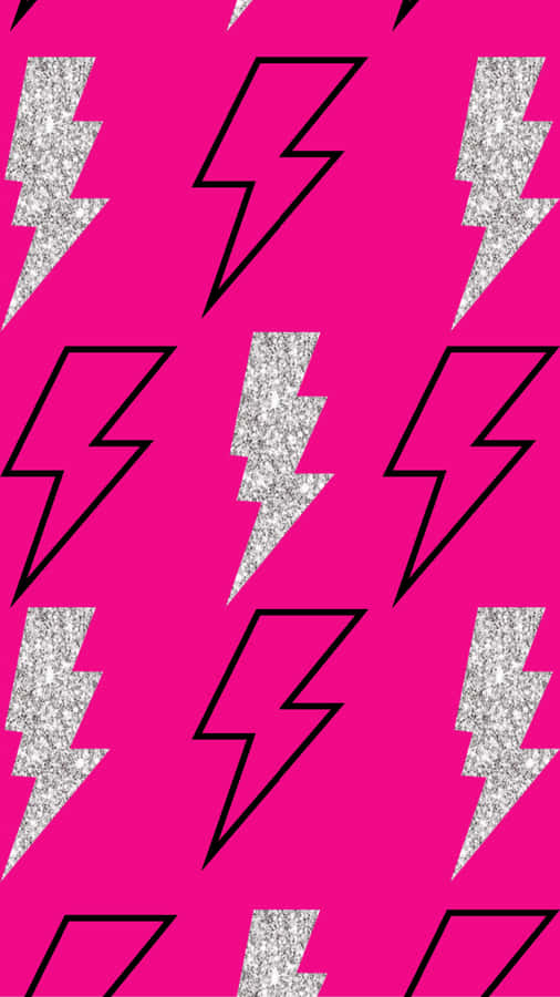 A Pink And Silver Lightning Bolt Pattern Wallpaper