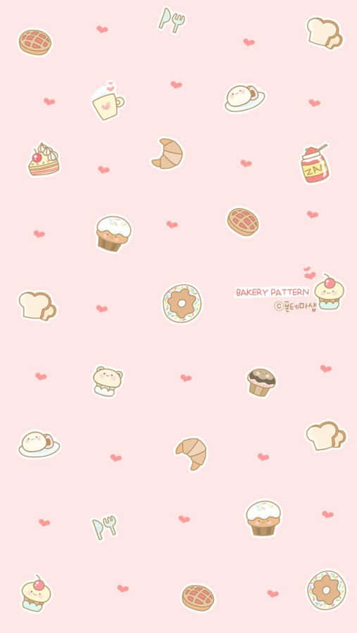 A Pink Background With A Lot Of Different Food Items Wallpaper