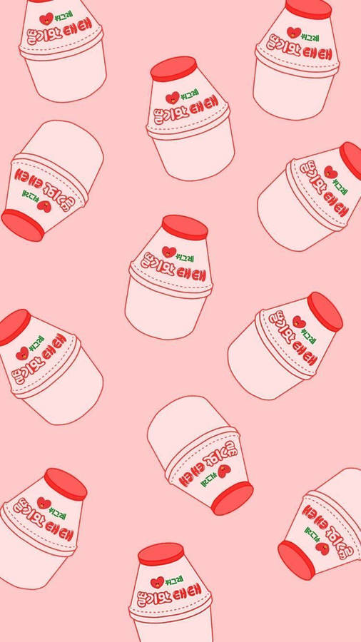 A Pink Background With A Pattern Of Apple Cups Wallpaper
