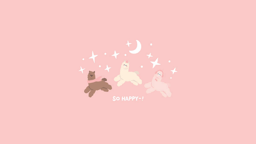A Pink Background With Two Llamas And The Words Buby Wallpaper