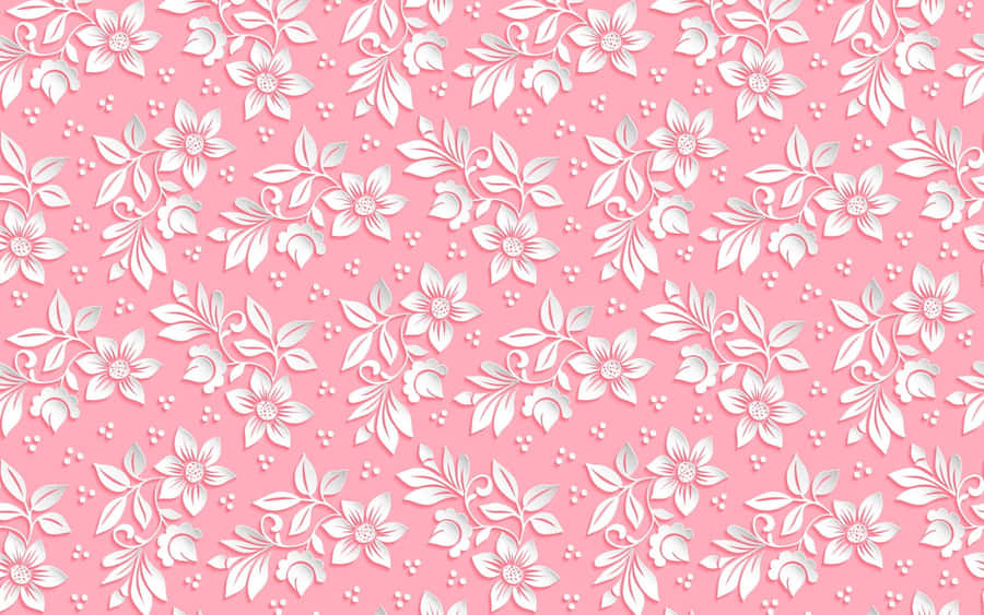 A Pink Floral Pattern With White Flowers Wallpaper