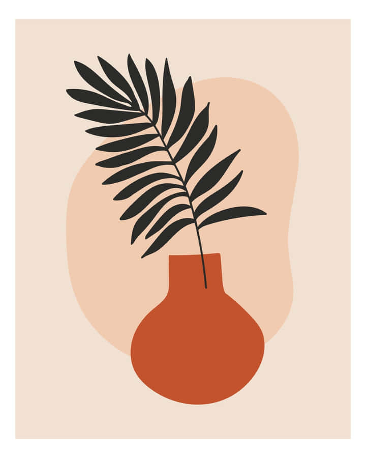 A Plant In A Vase On A Beige Background Wallpaper